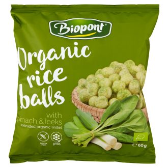   Biopont gluténmentes bio rizsgolyó spenóttal és póréhagymával 60 g