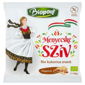   Biopont Menyecske Szív bio gluténmentes mogyorós kukorica snack 45 g