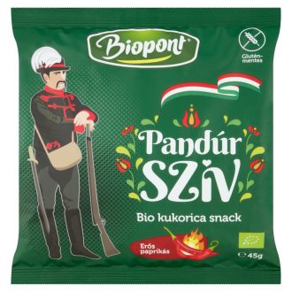   Biopont Pandúr Szív bio gluténmentes erős paprikás kukorica snack 45 g