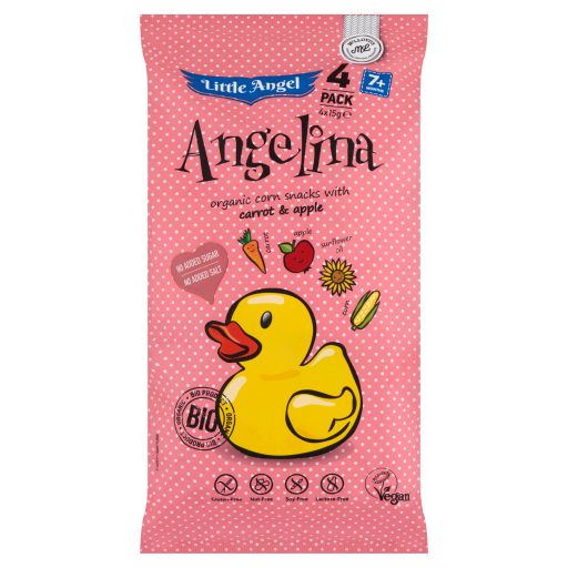 Little Angel Angelina extrudált kukoricás bio snack répával és almával 4 x 15 g (60 g)