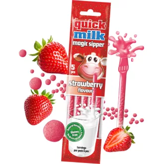   Quick Milk Magic Sipper eper ízű cukordrazséval töltött szívószál 5 x 6 g (30 g)