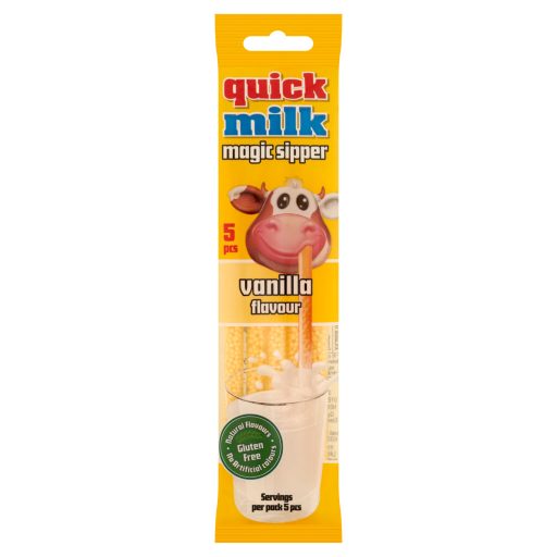Quick Milk Magic Sipper vanília ízű cukordrazséval töltött szívószál 5 x 6 g (30 g)