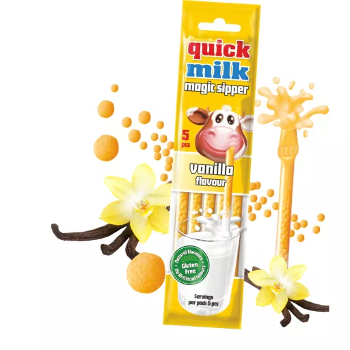 Quick Milk Magic Sipper vanília ízű cukordrazséval töltött szívószál 5 x 6 g (30 g)