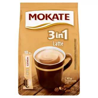   Mokate 3in1 Latte azonnal oldódó kávéitalpor kávéfehérítővel és cukorral 10 x 15 g (150 g)