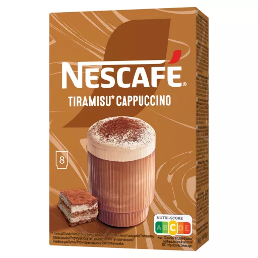 NESCAFÉ Tiramisu Cappuccino tiramisu ízű azonnal oldódó kávéspecialitás 8 x 14,6 g (116,8 g)