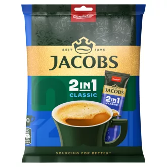  Jacobs 2in1 Classic azonnal oldódó kávéitalpor kávéfehérítővel 10 x 12,4 g (124 g)
