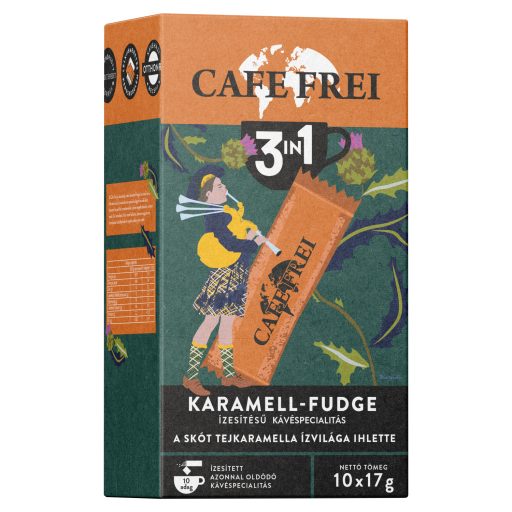 Cafe Frei 3in1 karamell-fudge ízesítésű azonnal oldódó kávéspecialitás 10 x 17 g (170 g)