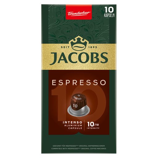 Jacobs Espresso Intenso őrölt-pörkölt kávé kapszulában 10 db 52 g