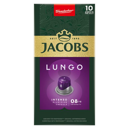 Jacobs Lungo Intenso őrölt-pörkölt kávé kapszulában 10 db 52 g