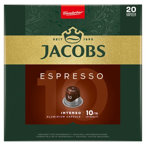 Jacobs Espresso Intenso őrölt-pörkölt kávé kapszulában 20 db 104 g