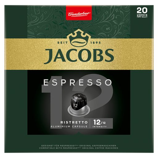 Jacobs Espresso Ristretto őrölt-pörkölt kávé kapszulában 20 db 104 g