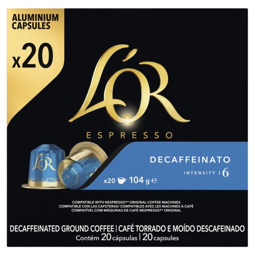 L'OR Espresso Decaffeinato koffeinmentes őrölt-pörkölt kávé kapszulában 20 db 104 g