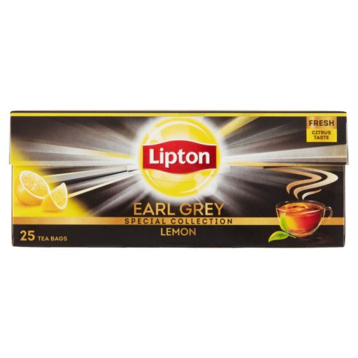 Lipton Earl Grey Lemon bergamot és citrom ízű fekete tea 25 filter 50 g