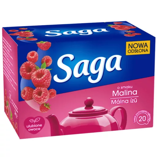 SAGA gyümölcstea 20x1,7g málna filteres dobozos