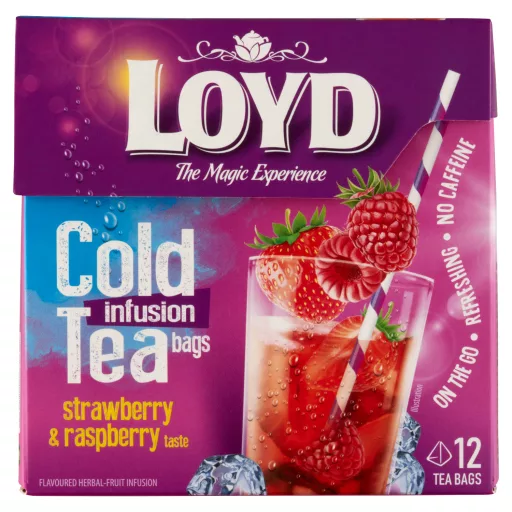 Loyd Cold gyümölcstea 12x2,5g málna eper izű hidegen is készíthető