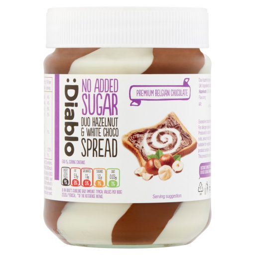 Diablo mogyoró és fehércsokoládé krém hozzáadott cukor nélkül, édesítőszerrel 350 g