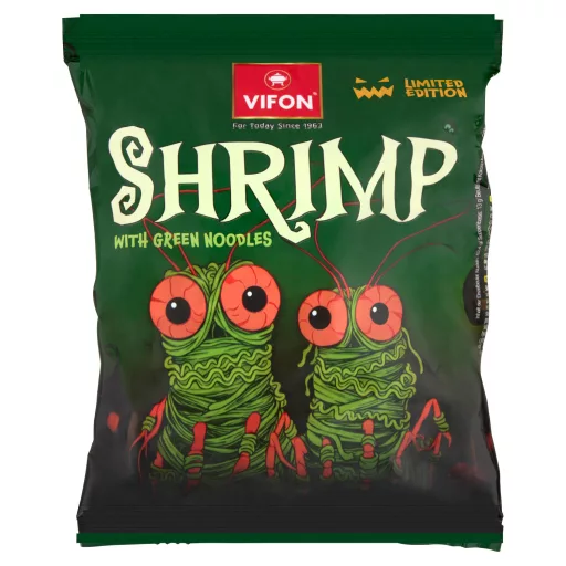 Vifon Limited Edition garnélás-csilis ízesítésű, nagyon csípős instant leves zöld tésztával 70 g