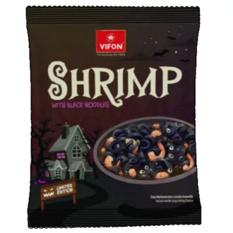   Vifon instant leves 70g Halloween garnélás-chilis ízesítésű fekete tésztával (nagyon csípős)