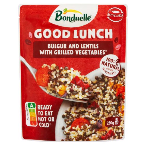 Bonduelle Good Lunch fekete beluga lencse, bulgur, zöldségek és koktélparadicsom keveréke 250 g