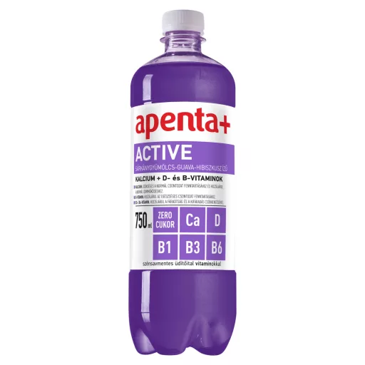 Apenta+ Active sárkánygyümölcs-guava-hibiszkusz ízű energiamentes szénsavmentes üdítőital 750 ml