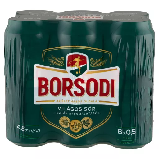 Borsodi világos sör 4,5% 6 x 0,5 l