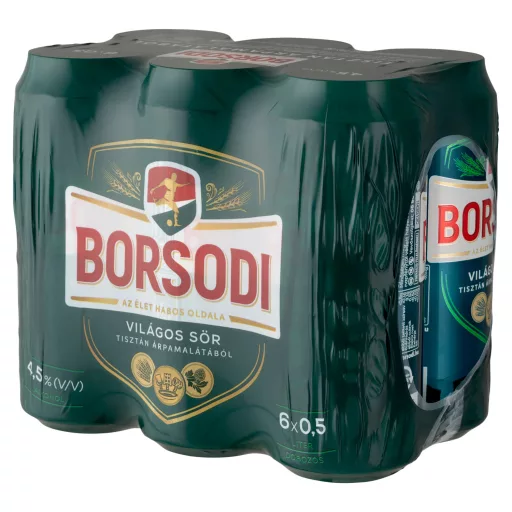 Borsodi világos sör 4,5% 6 x 0,5 l