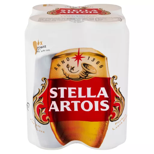 Stella Artois minőségi világos sör 5% 4 x 0,5 l