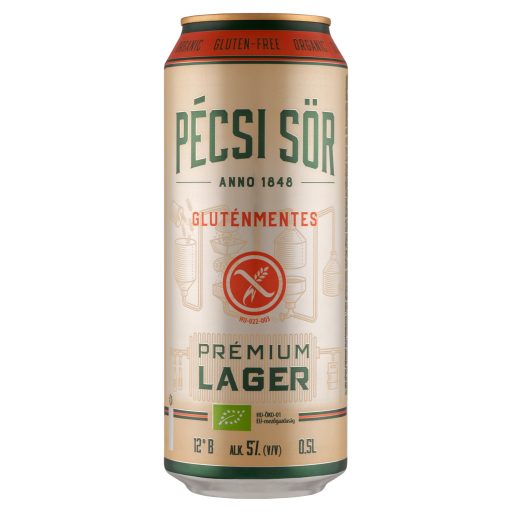 Pécsi Sör Prémium Lager gluténmentes minőségi világos biosör 5% 0,5 l