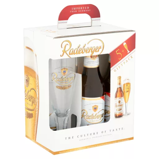 Radeberger Pilsner német világos sör 4,8% 5 x 0,33 l + pohár