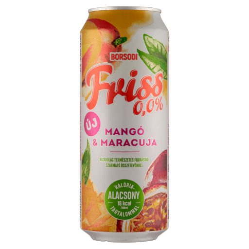Borsodi Friss 0,0% mangó-maracuja ízű ital és alkoholmentes világos sör keveréke 0,5 l