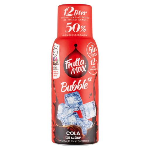 FruttaMax Bubble¹² Kids Cola cola ízű szörp cukorral és édesítőszerekkel 500 ml