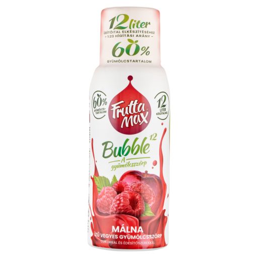 FruttaMax Bubble¹² málna ízű vegyes gyümölcsszörp cukorral és édesítőszerekkel 500 ml
