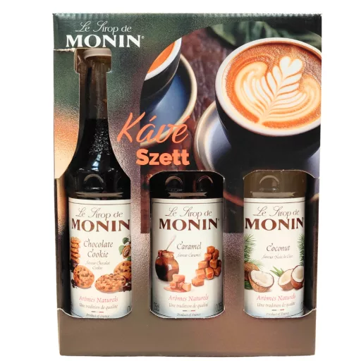 Monin szirup 3x250ml kávé szett karamell, kókusz, csokis süti