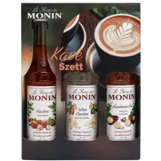 Monin szirup 3x250ml kávé szett mogyoró, fehércsoki, makadámdió