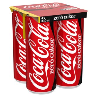   Coca-Cola zéró cukor colaízű energiamentes szénsavas üdítőital édesítőszerekkel 4 x 330 ml