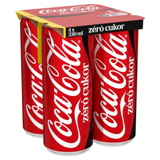 Coca-Cola zéró cukor colaízű energiamentes szénsavas üdítőital édesítőszerekkel 4 x 330 ml