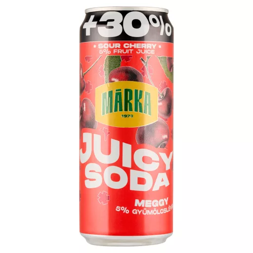 Márka Juicy Soda meggy szénsavas üdítőital cukorral és édesítőszerrel 330 ml