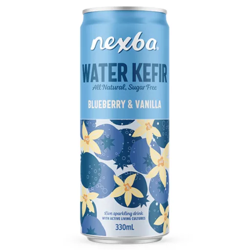 Nexba Vízikefír fermentált szénsavas ital természetes áfonya és vanília ízesítéssel 330ml