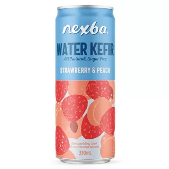   Nexba Vízikefír fermentált szénsavas ital természetes eper és barack ízesítéssel 330ml