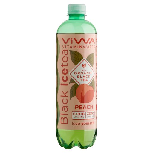 Viwa Vitaminwater őszibarack ízű energiamentes szénsavmentes üdítőital fekete tea kivonattal 600 ml