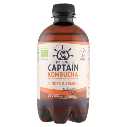 Captain Kombucha élőflórás ital 400ml gyömbér-citrom Bio + 50Ft visszaváltási díj