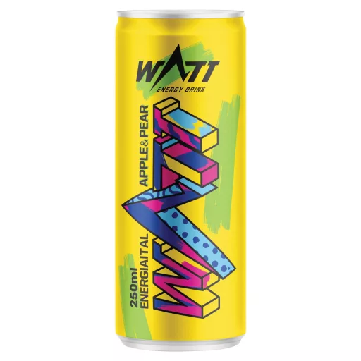 Watt alma- és körteízű, szénsavas energiaital koffeinnel és vitaminokkal 250 ml