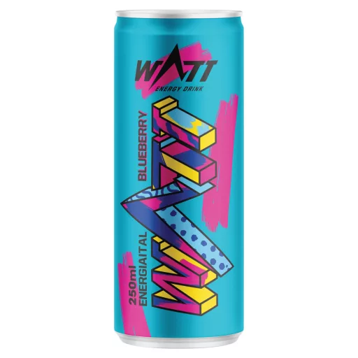 Watt kékáfonya ízű szénsavas energiaital koffeinnel és vitaminokkal 250 ml