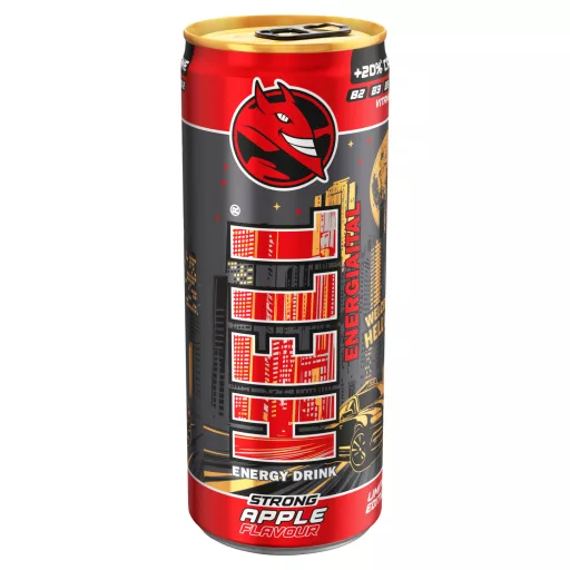 HELL Strong alma és tuttifruttiízű koffeintartalmú szénsavas energiaital 250 ml