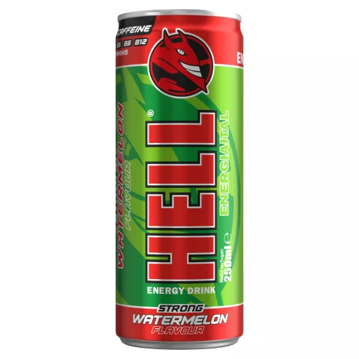 HELL Strong görögdinnye- és tuttifruttiízű, koffeintartalmú, szénsavas energiaital 250 ml