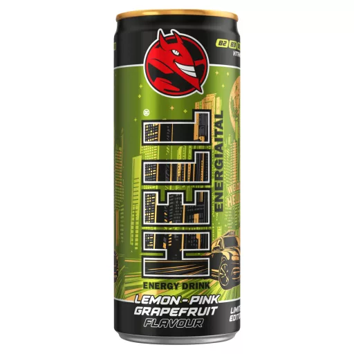 HELL citrom- és rózsaszín grapefruitízű, koffeintartalmú, szénsavas energiaital 250 ml