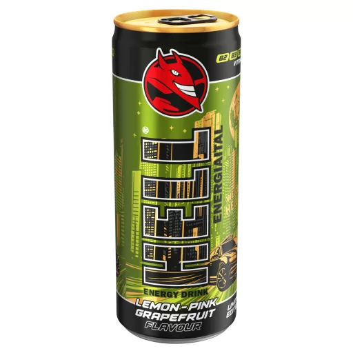 HELL citrom- és rózsaszín grapefruitízű, koffeintartalmú, szénsavas energiaital 250 ml