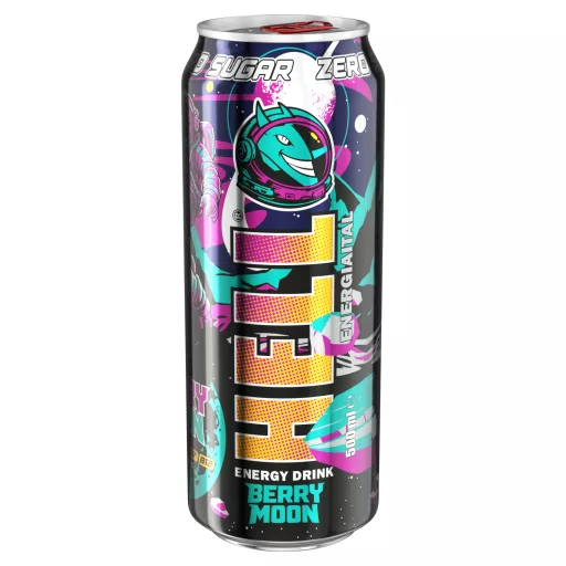 HELL Zero Berry Moon földieper- és citromízű, koffeintartalmú, szénsavas energiaital 500 ml