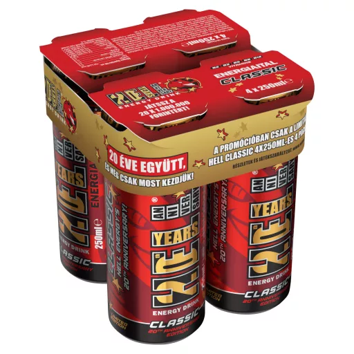 HELL Classic tuttifruttiízű, koffeintartalmú, szénsavas energiaital 4 x 250 ml