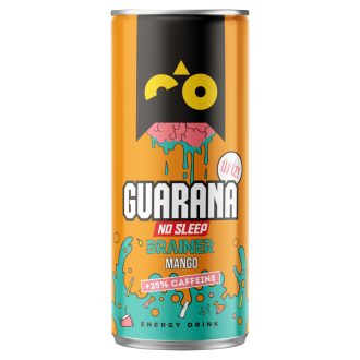   Guarana No Sleep Brainer mangó ízű, szénsavas, alkoholmentes ital koffeinnel és vitaminokkal 250 ml
